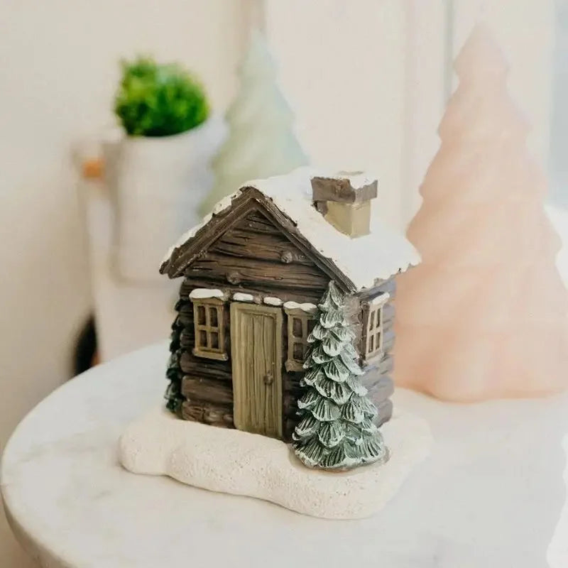 Log Cabin Incense Burner with Smoking Chimney