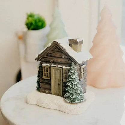 Log Cabin Incense Burner with Smoking Chimney