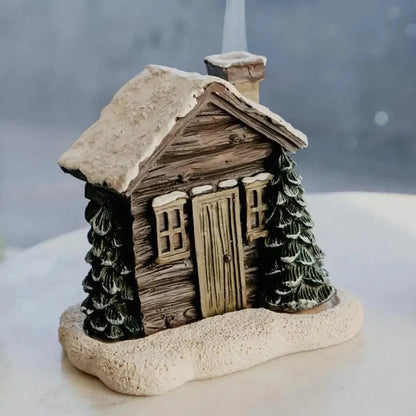 Log Cabin Incense Burner with Smoking Chimney